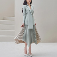 高級感西服職業套裝女通勤百褶裙兩件套早春穿搭套裝2023 高級感西服職業套裝女通勤百褶裙兩件套早春穿搭套裝2023