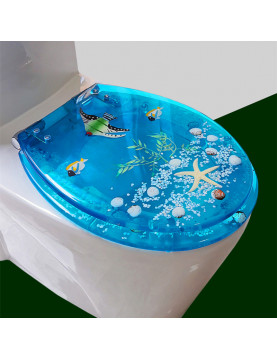 马桶盖 UVO型家用通用老式抽水树脂马桶圈加厚坐便器盖厕所板配件-淡藍鯿魚