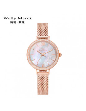 WellyMerck - 珍珠光澤玫瑰金手錶