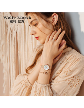 WellyMerck - 珍珠光澤玫瑰金手錶