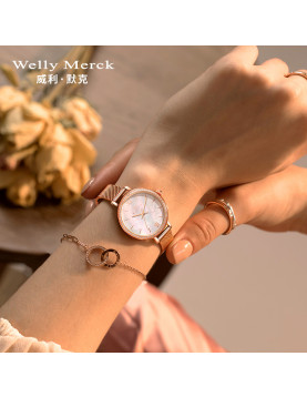 WellyMerck - 珍珠光澤玫瑰金手錶