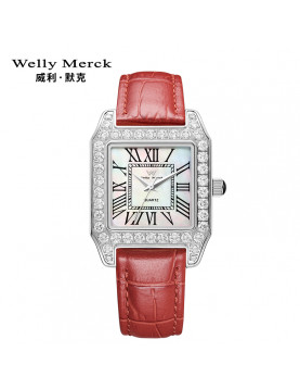 WellyMerck - 女裝水晶方形腕錶
