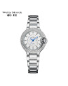 WellyMerck - 銀色不鏽鋼鑲鑽女錶