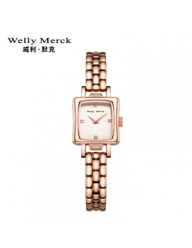 WellyMerck - 精緻玫瑰金方形手錶