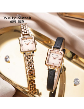 WellyMerck - 精緻玫瑰金方形手錶