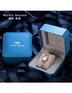 WellyMerck - 精緻玫瑰金方形手錶