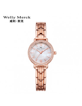 WellyMerck - 珍珠光澤玫瑰金手錶