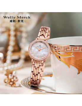 WellyMerck - 珍珠光澤玫瑰金手錶