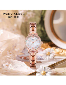 WellyMerck - 珍珠光澤玫瑰金手錶