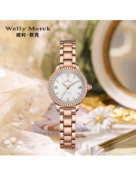 WellyMerck - 精緻玫瑰金圓形手錶