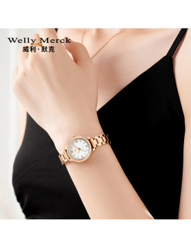 WellyMerck - 精緻玫瑰金圓形手錶