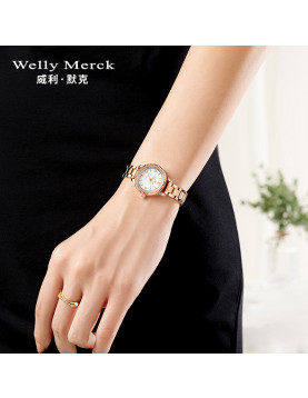 WellyMerck - 精緻玫瑰金圓形手錶