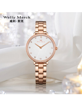 WellyMerck - 鑽石光澤玫瑰金手錶