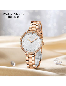 WellyMerck - 鑽石光澤玫瑰金手錶