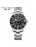 Welly Merck - 085男款银色钢带银壳手表