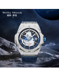 Welly Merck - 124男款皮带银壳手表