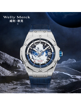 Welly Merck - 124男款皮带银壳手表