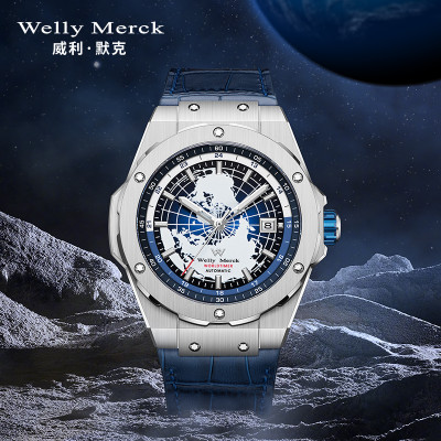 Welly Merck - 124男款皮带银壳手表