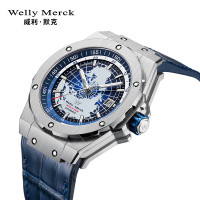 Welly Merck - 124男款皮带银壳手表