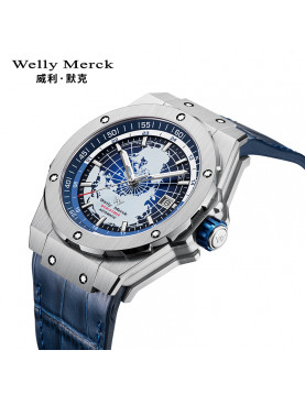 Welly Merck - 124男款皮带银壳手表