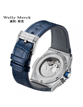 Welly Merck - 124男款皮带银壳手表