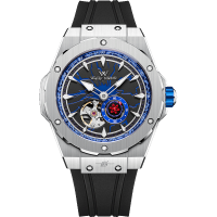 Welly Merck - 疾風傳佐助機械款黑色膠帶銀色殼藍色面手表