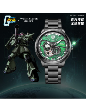 Welly Merck - 扎古款黑色皮带黑色壳红面手表